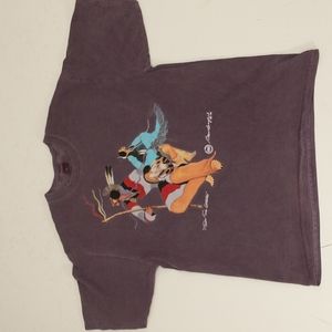 1998 Native American Design T Shirt Graphic Tee Dancers Warrior Patch on Purple